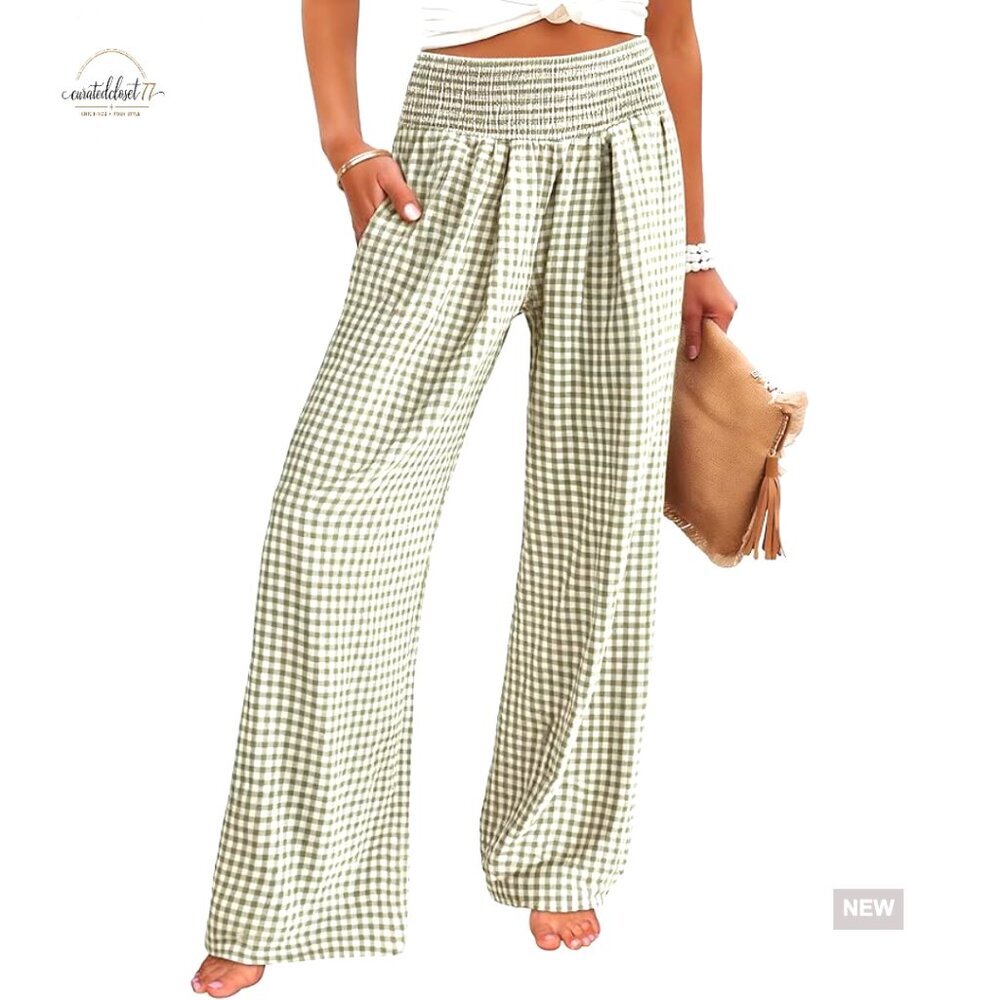 Wide Leg Palazzo Pants High Waisted Lounge Pajama Pants with Pockets